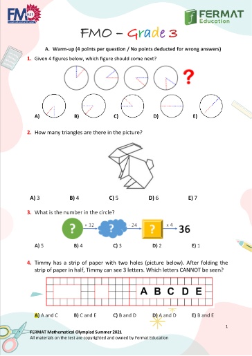 Đề thi FMO Khối 3 - Đề 10 (Kèm đáp án)