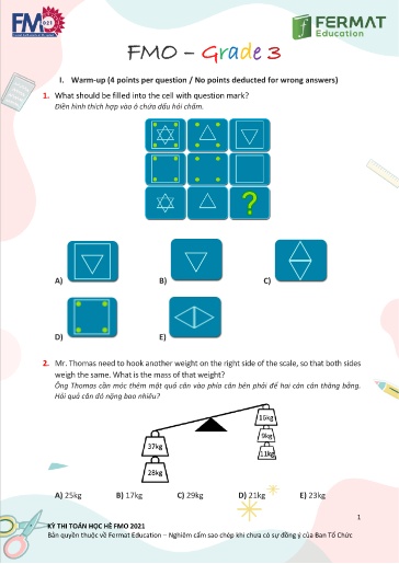 Đề thi FMO năm 2021 Khối 3