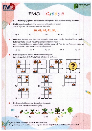 Đề thi FMO vòng chung kết quốc gia hè 2023 Khối 3