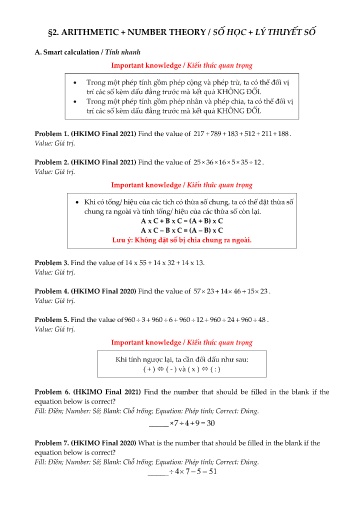 Ôn tập Toán TIMO Khối 3 - Dạng 2: Số học và lý thuyết số