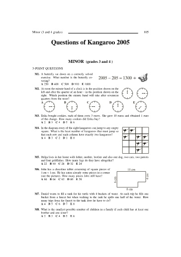 Đề thi Toán Kangaroo năm 2005 Cấp độ Minor, Benjamin, Cadet, Junior, Student