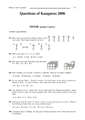 Đề thi Toán Kangaroo năm 2006 Cấp độ Minor, Benjamin, Cadet, Junior, Student