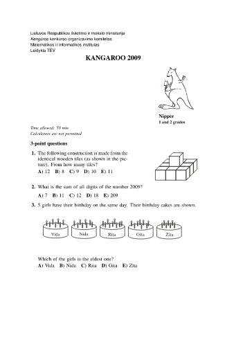 Đề thi Toán Kangaroo năm 2009 Full cấp độ