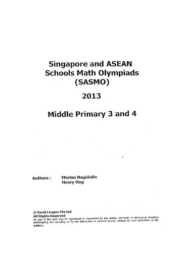 SASMO 2013 Primary 3 and 4 Problems