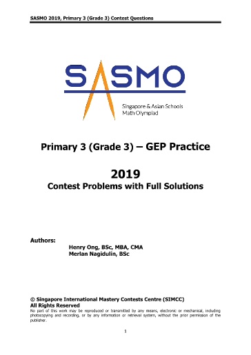 Tài liệu Toán học quốc tế SASMO 2019 Lớp 3 - GEP Practice